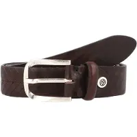 B.belt Riem 'Vince' donkerbruin / zilver