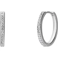 Lucardi Dames Zilveren oorringen kristal 20mm voor dames - Oorbellen - 925 Zilver - Zilverkleurig