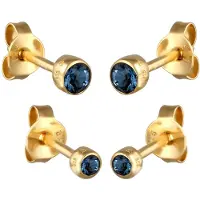 Elli Oorbellen 'Kristall' donkerblauw / goud