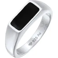 KUZZOI - Ring - Heren Zegel Geo Elegant met emaille in 925 sterling zilver - Heren