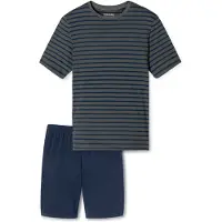 Schiesser Pyjama kort 'Casual Essentials' blauw / grijs / zwart