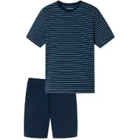 Schiesser Pyjama kort ' Schlafanzug kurz - Casual Essentials ' blauw