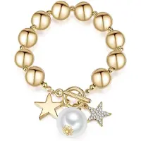 Lulu & Jane Armband goudgeel / parelwit