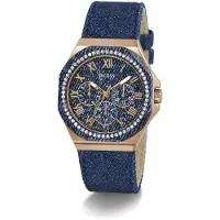 GUESS Analoog horloge 'Glaze' blauw / goud