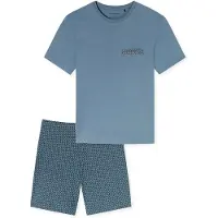 Schiesser shortama blauw geprint