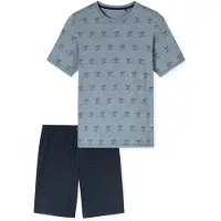Schiesser Pyjama kort nachtblauw / lichtgrijs