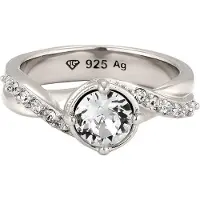 Elli - Ring - Ring met Stenen Vrouwen Glazen Kristallen Xirius Geslepen Xilion Wit 925 Sterling Zilver Avondkleding - Dames