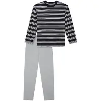 Schiesser Nachtkledij 'Nightwear' grijs / zwart / wit