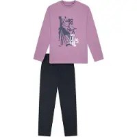Schiesser Nachtkledij 'Nightwear' lila / zwart