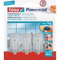 TESA Powerstrips Haken Classic Small - Chroom - 3 Stuks