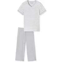 Schiesser Pyjama 'Casual Essentials ' grijs gemêleerd / wit