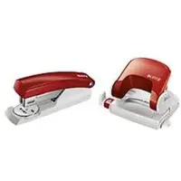 Leitz perforator 5038 + nietmachine 5501 SET, rood