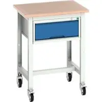 Bott Werkbank verso, multiplexplaat, met set dwarsbalken, B 700 x D 600 x H 780 - 930 mm, RAL 7035 lichtgrijs