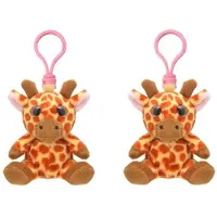 Wild Planet Set van 4x stuks pluche mini knuffel giraf sleutelhanger 9 cm - Dieren knuffel cadeaus artikelen voor kinderen