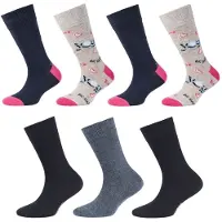 Camano Sokken donkerblauw / blauw gemêleerd / grijs gemêleerd / pink