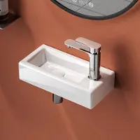 Emke Toiletfontein - Wandmontage - Keramiek Toilet Wasbak - Glans Wit - 36.5x18x9 cm - Kraangat Rechts