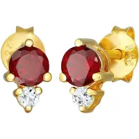 Elli PREMIUM Oorbellen goud / donkerrood