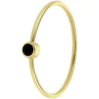 Lucardi Dames ring met zwarte spinel edelsteen - Ring - Cadeau - 14 Karaat Goud - Geelgoud
