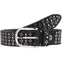 B.belt Studded riem leer 100 cm zwart