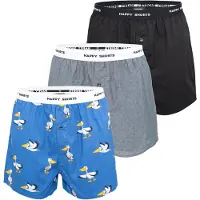 Happy Shorts Boxershorts blauw / grijs gemêleerd / zwart / wit