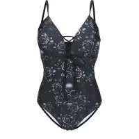 Black premium by emp Zwempak - Badpak met rozen en kant - S - voor Vrouwen - zwart - Maat S