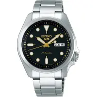Seiko automatisch zilver heren horloge met zwarte wijzerplaat & roestvrij stalen band
