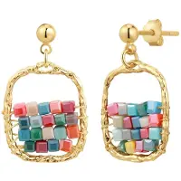 Yokoamii Oorbellen turquoise / goud / mintgroen / pink