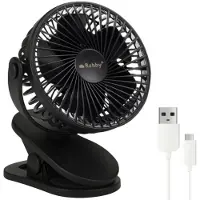 Ruhhy draadloze ventilator zwart met USB oplaadbare batterij en drie standen