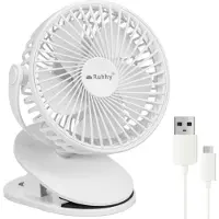 Ruhhy draadloze ventilator wit compact en stil met USB oplaadbare batterij