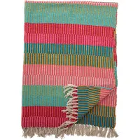 Creative Collection - Plaid Isnel - 160x130cm - groen, roze, blauw gestreept - gerecycled katoen