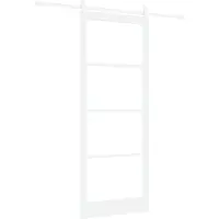 vidaXL - Schuifdeur - 93 - x - 232 - cm - Massief - grenenhout - en - glas - Wit