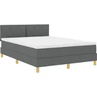 vidaXL LED Box Spring Bed met hoofdeinde Donkergrijs 140 x 190 cm Stof
