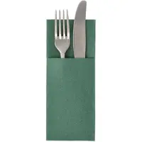 Papstar NIEUW, NIEUW !! Bestekservetten ROYAL Collection 40 x 30 cm FSC bestekzakjes donkergroen, BESTEKVOUW (50 STUKS) 2 IN 1.
