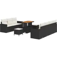 vidaXL Tuinbank Set 10 st 7-Aantal zitplaatsen Zwart en Crème