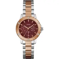 GUESS Analoog horloge 'Mist' lichtbruin / bordeaux / zilver