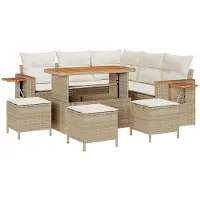 vidaXL Tuinbank Set 9 st 8-Aantal zitplaatsen Beige en Crème