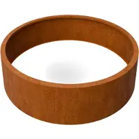 Geroba Plantenbak Ronda Cortenstaal 1500x400 (DiaxH) - Materiaaldikte 2mm. verstevigingskokers binnenkant. Zonder bodem. Omplooi bovenrand 50mm.