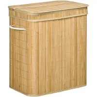 HOMCOM -Wäschekorb-Bambus-54,2L x 35,2B x 59,5H cm-Naturholz