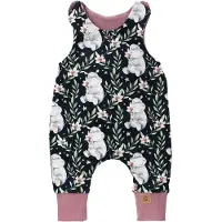 Land-Juwelen Rompertje/body grijs / groen / oudroze / zwart