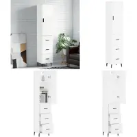 vidaXL Hoge kast 34,5x34x180 cm bewerkt hout wit - Hoge Kast - Hoge Kasten - Dressoir - Buffetkast