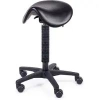 Mtm zadelkruk HERTHA 200-N - zwarte pur zitting - kunststof kruisvoet - wielen - ergonomisch - 50/70 cm