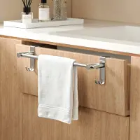 Emke Handdoekrek RVS - Uittrekbaar 44-63 cm - Hangend - Zonder Boren - Handdoekhouder met Haak - Chroom