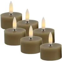 Countryfield LED theelichtjes/waxinelichtjes - 6x st - beige - D4 x H5,2 cm - met timer
