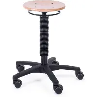 Mtm werkkruk ODIN 200-N - houten zitting - ergonomisch - kunststof kruisvoet - op wielen - 46/66 cm