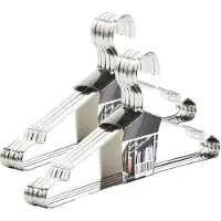 Sotech set van 10 design kledinghangers, geborsteld roestvrij staal (SS201), 450 x 193 mm, vlak profiel: 8 x 2,5 mm met antislipgroef, overhemdhangers voor kledingkasten en garderobes