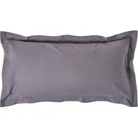 Homescapes Kussensloop 50x90 cm met Rand (Oxford) – Donkergrijs – 100% Egyptisch Perkal Katoen – 200 TC