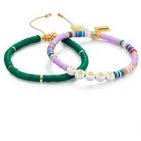 Yokoamii Armband goud / groen / sering / wit