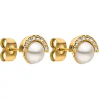 Purelei Oorbellen 'Halo' goud / transparant / parelwit