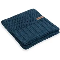 Knit Factory Vinz Gebreid Plaid - Woondeken - plaid - Wollen deken - Kleed - Petrol - 160x130 cm