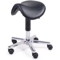 Mtm zadelkruk FREYA 160-A - ergonomische zadelkruk - kunstleer - aluminium kruisvoet - wielen - zwart - 46/62 cm